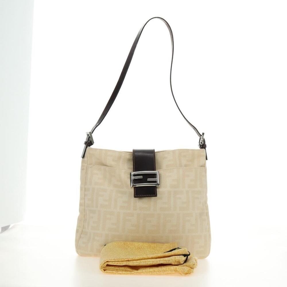 Fendi Zucca Mamma Baguette Shoulder Bag White
